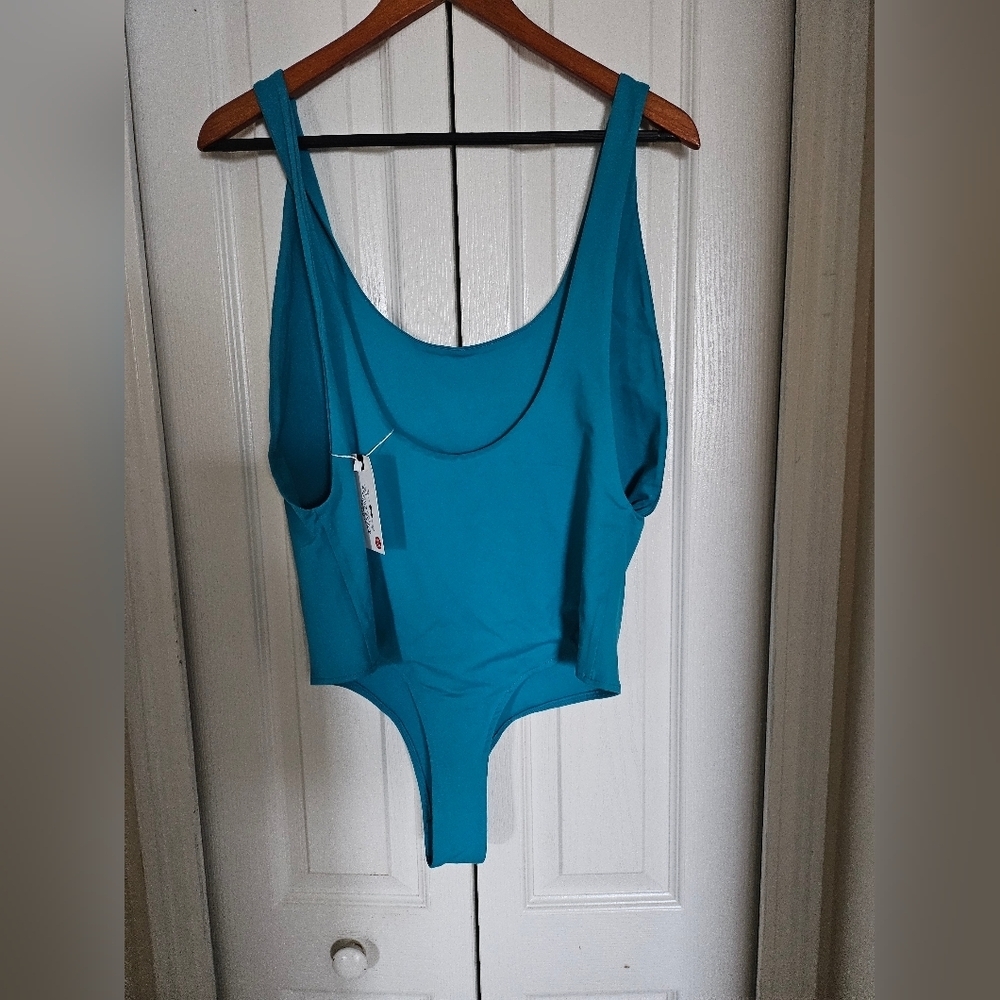 Reo Rio Women Teal Bodysuit 2XL Sleeveless Scoop Neck Stretch Snap Bottom Top. - Picture 6 of 11